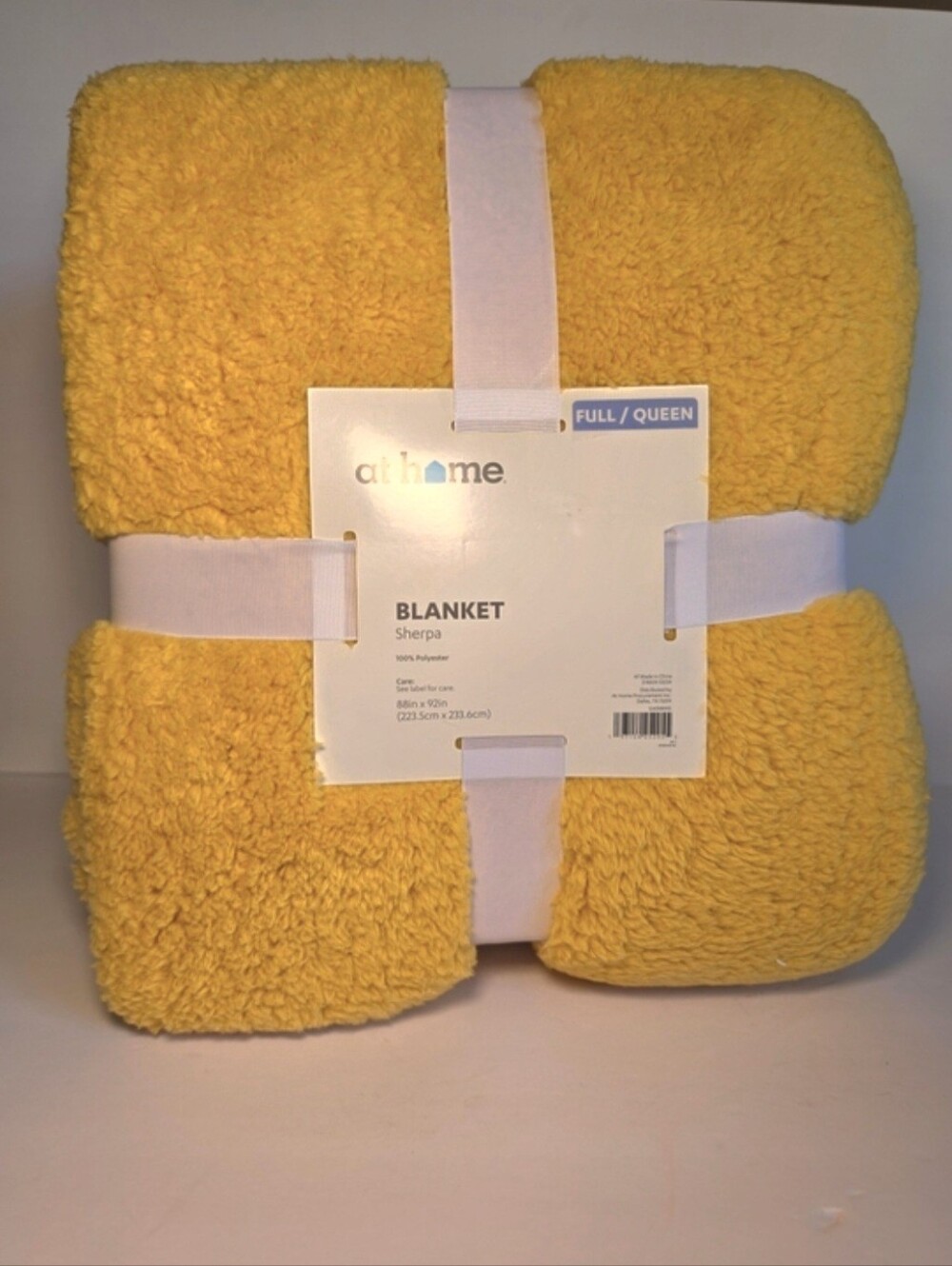 NWT At Home Cozy Mustard Yellow Sherpa Blanket - Full/Queen Sz 88" X 92"